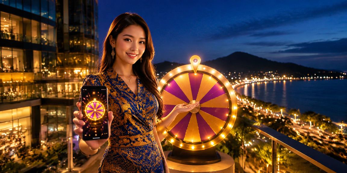 Permainan roulette langsung dengan latar belakang batik Malaysia